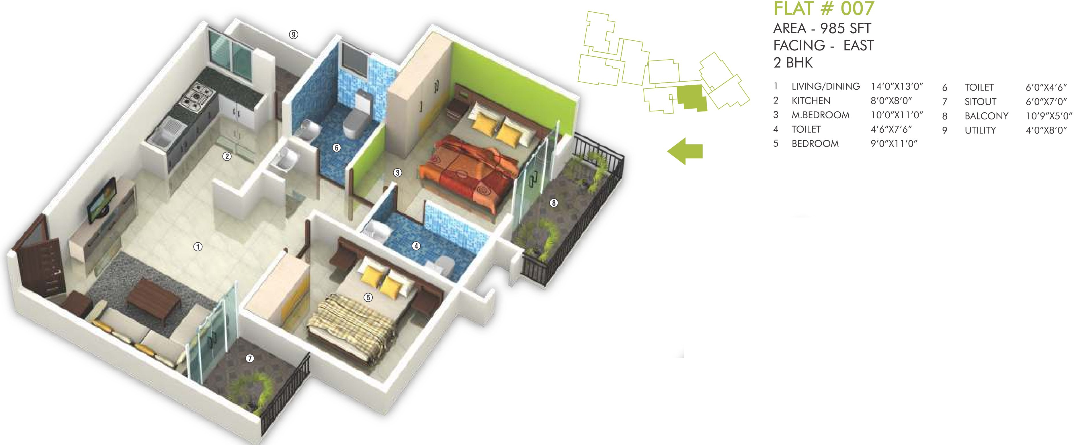 3DFloorPlan of Sai Vrushabadri Towers