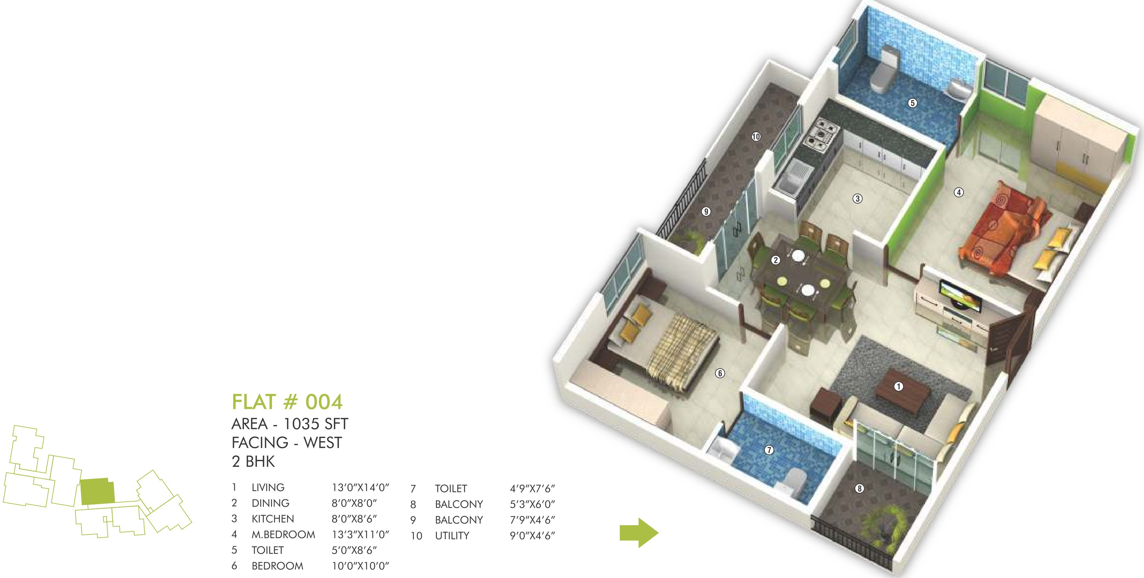 3DFloorPlan of Sai Vrushabadri Towers