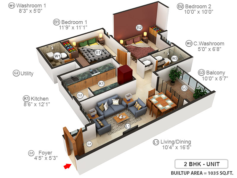 3DFloorPlan of Joy At Shriram Temple Bells