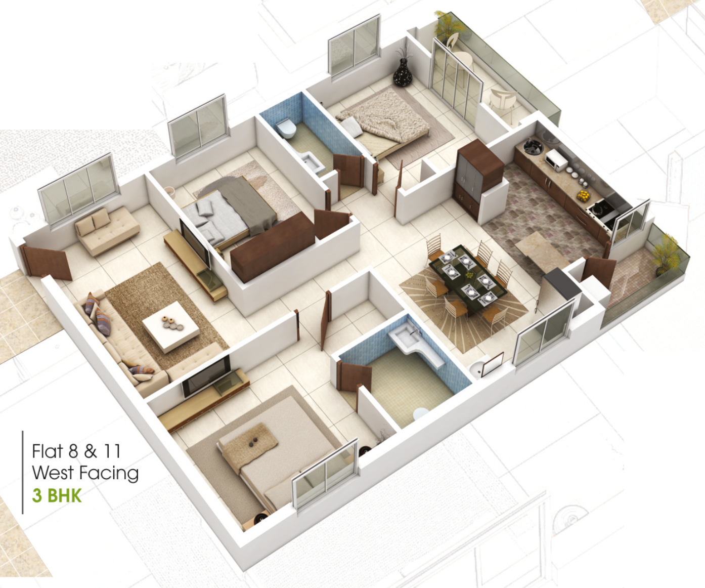 3DFloorPlan of Delight Fortune Block A