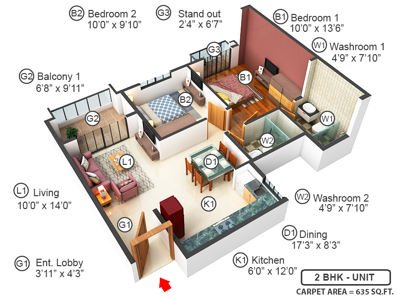 3DFloorPlan of Brigade Bricklane