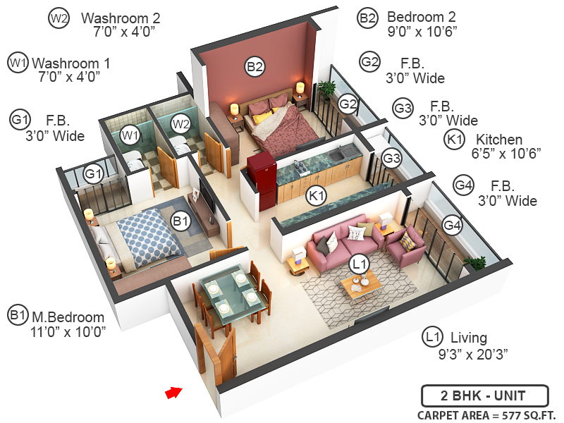 3DFloorPlan of Arihant Clan Aalishan Phase II