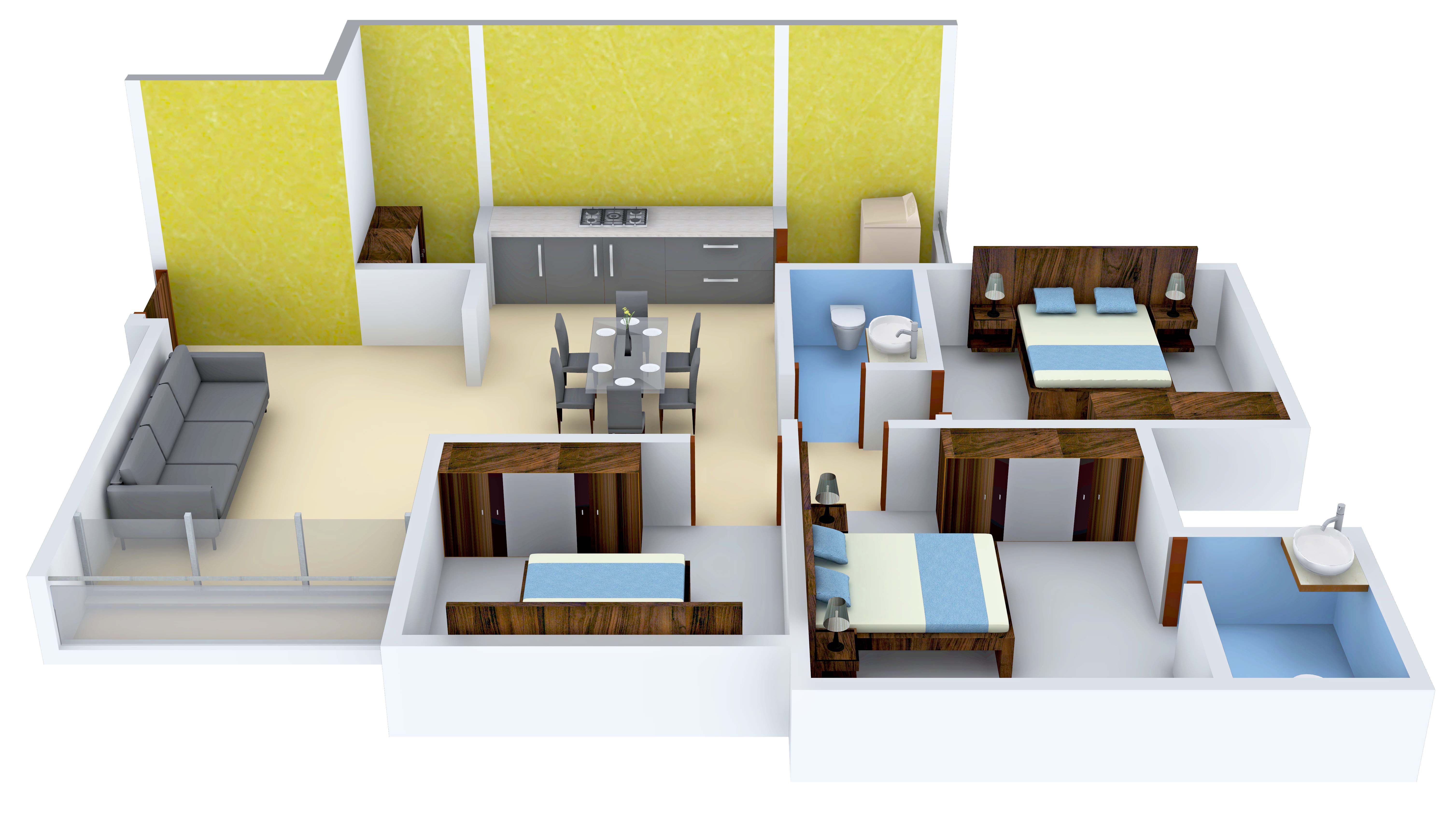 3DFloorPlan of Siddhi Aarohi Elysium