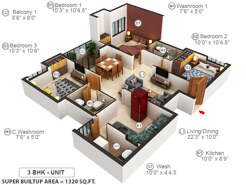 3DFloorPlan of Lancor Lumina 2020 Phase 2