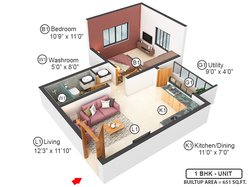 3DFloorPlan of Chettinad Burgundy