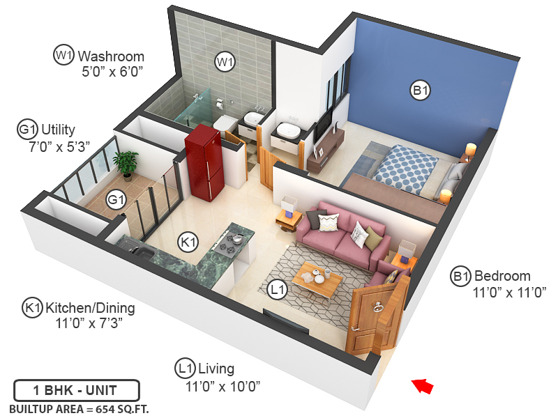 3DFloorPlan of Chettinad Burgundy