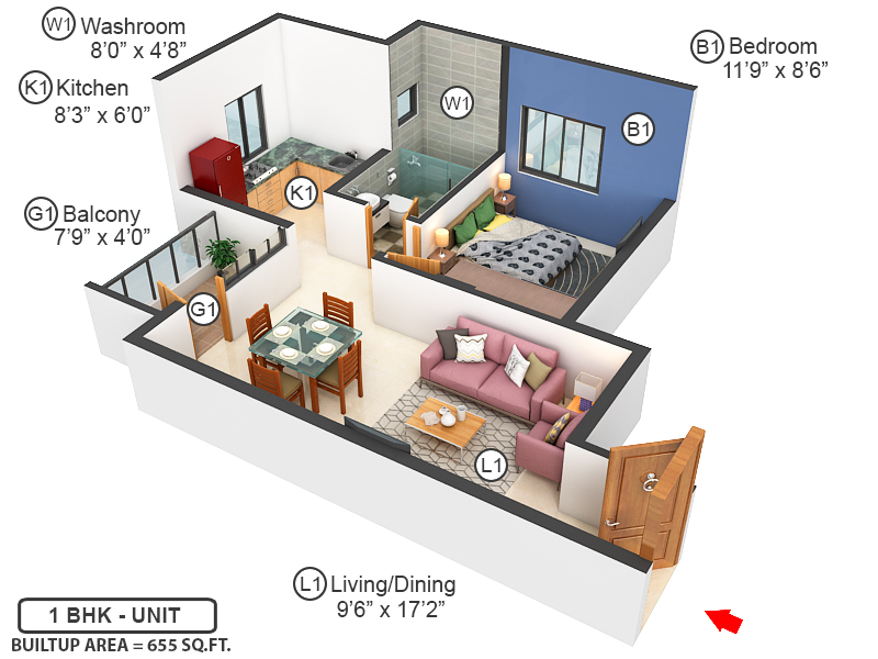 3DFloorPlan of Chettinad Burgundy
