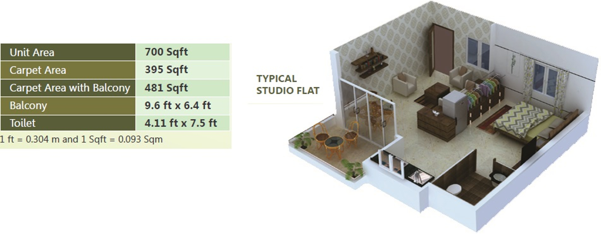 3DFloorPlan of Fire Unity Studio Apartments