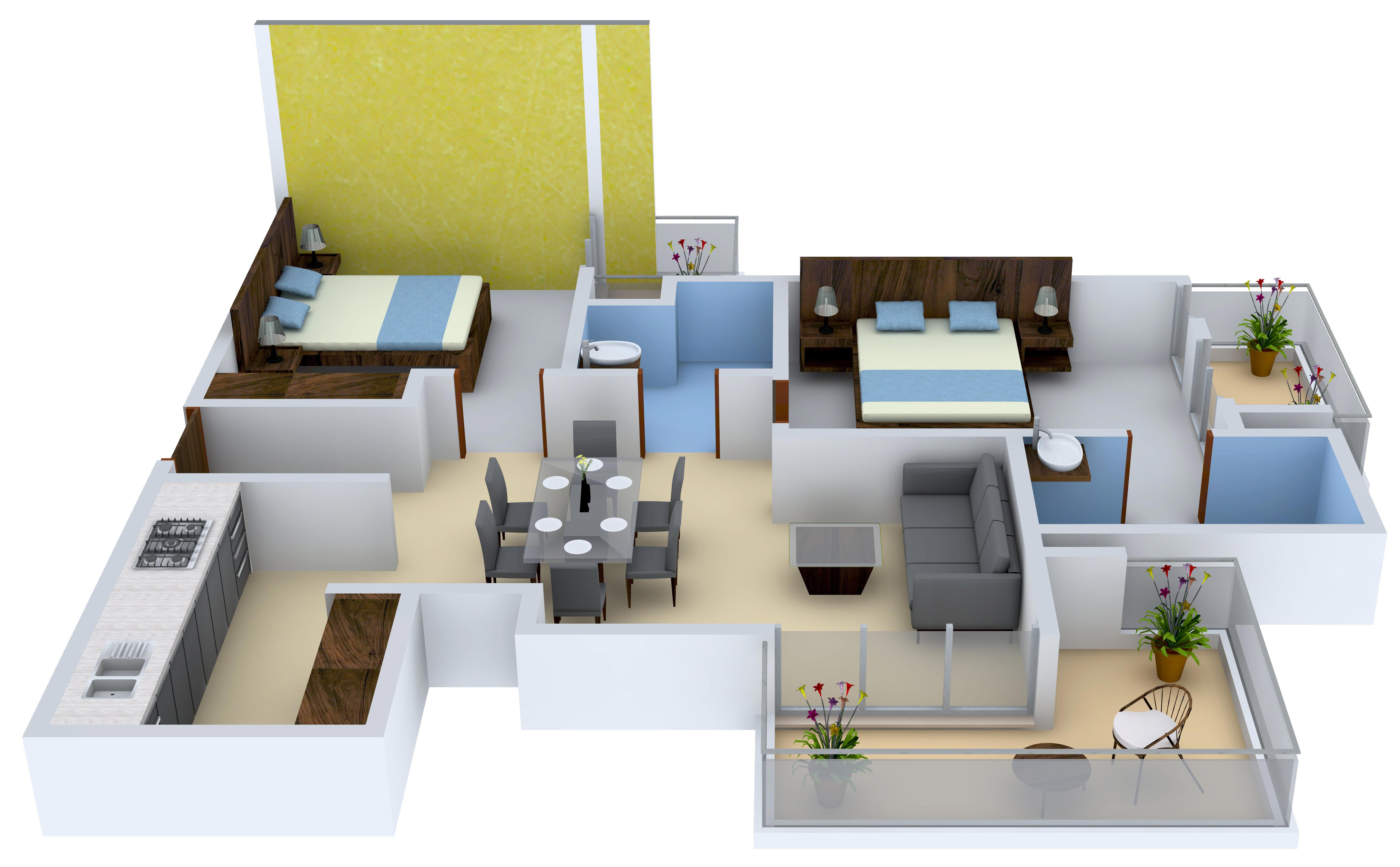 3DFloorPlan of Essel Asha Panchkula By Zee