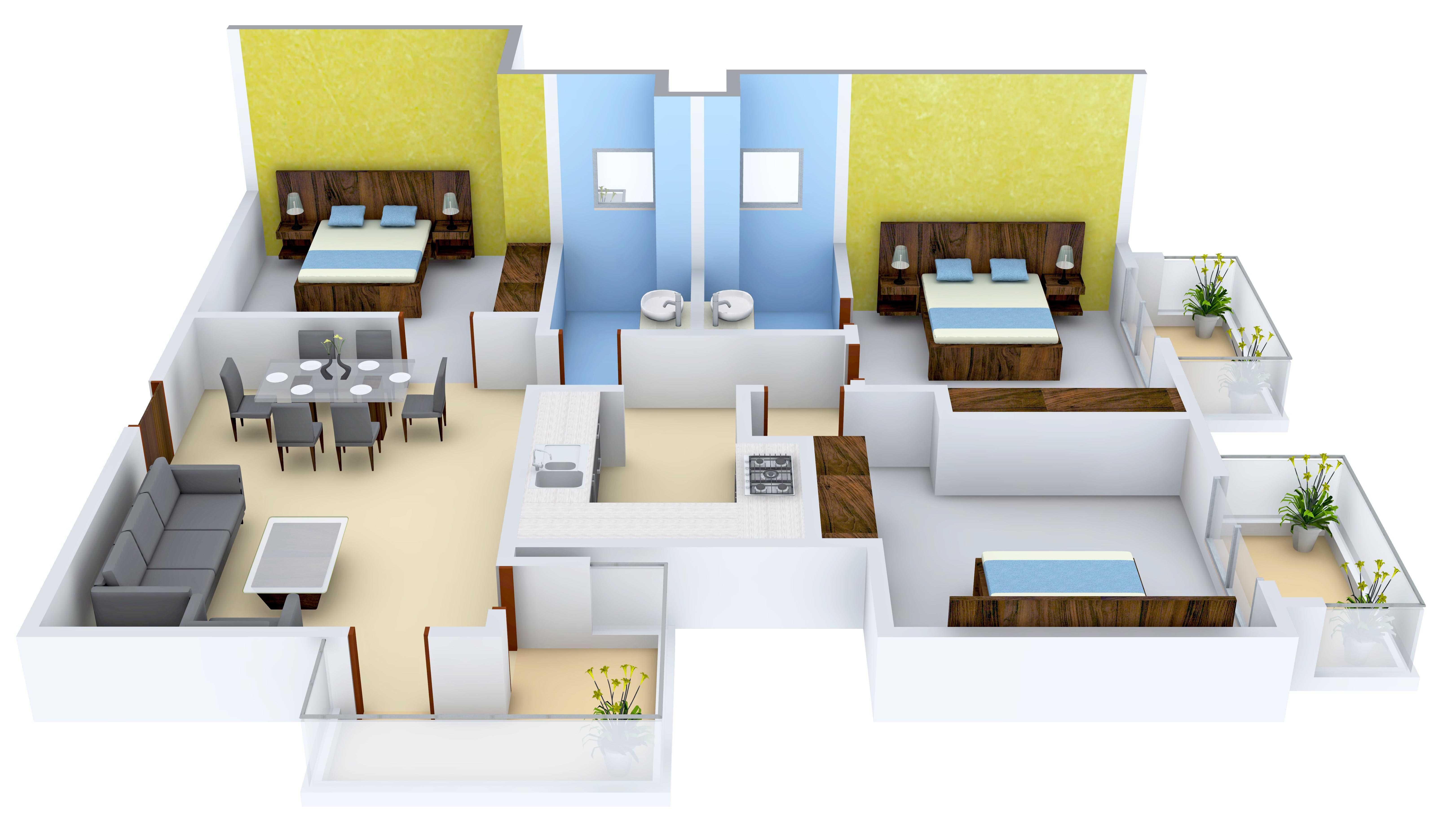 3DFloorPlan of Essel Asha Panchkula By Zee