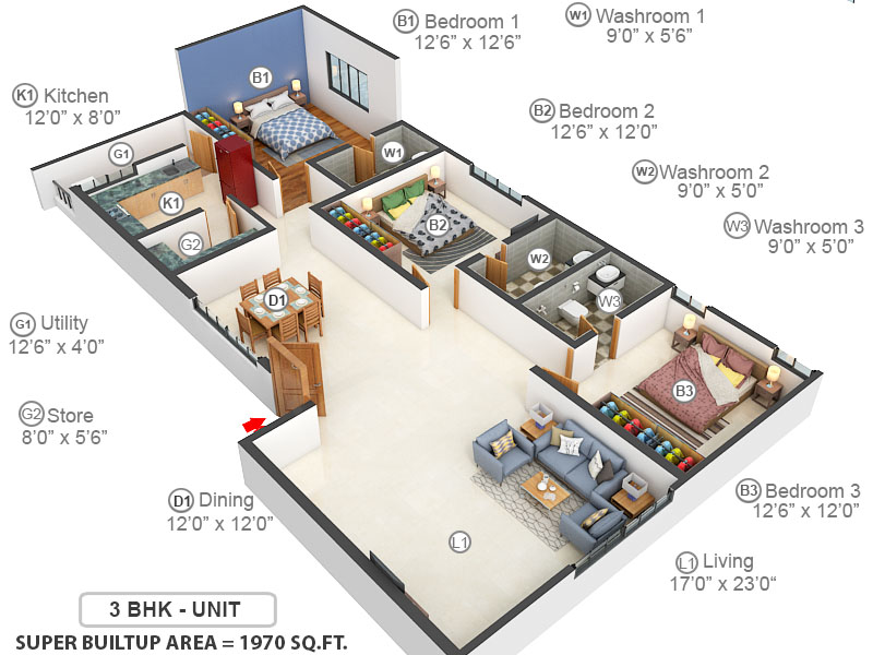 3DFloorPlan of Heriitage Signature