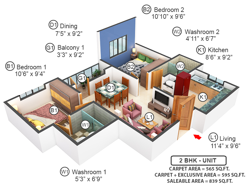 3DFloorPlan of TVS Flourish Block A