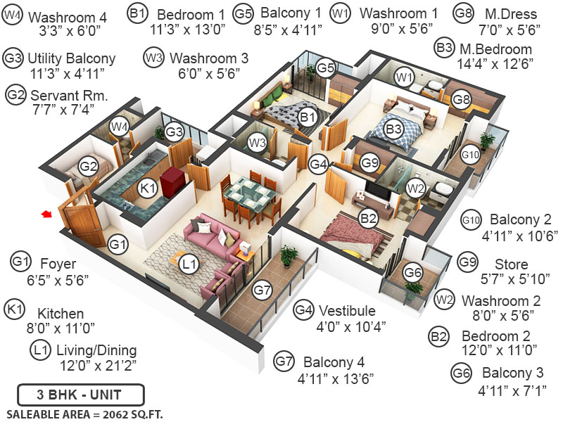 3DFloorPlan of Godrej Nurture Phase 1