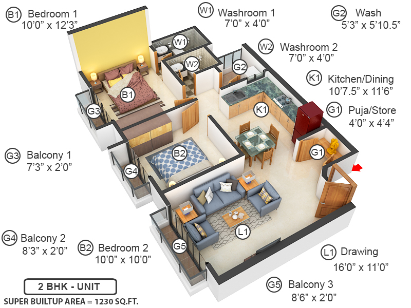 3DFloorPlan of Sundaram Residency