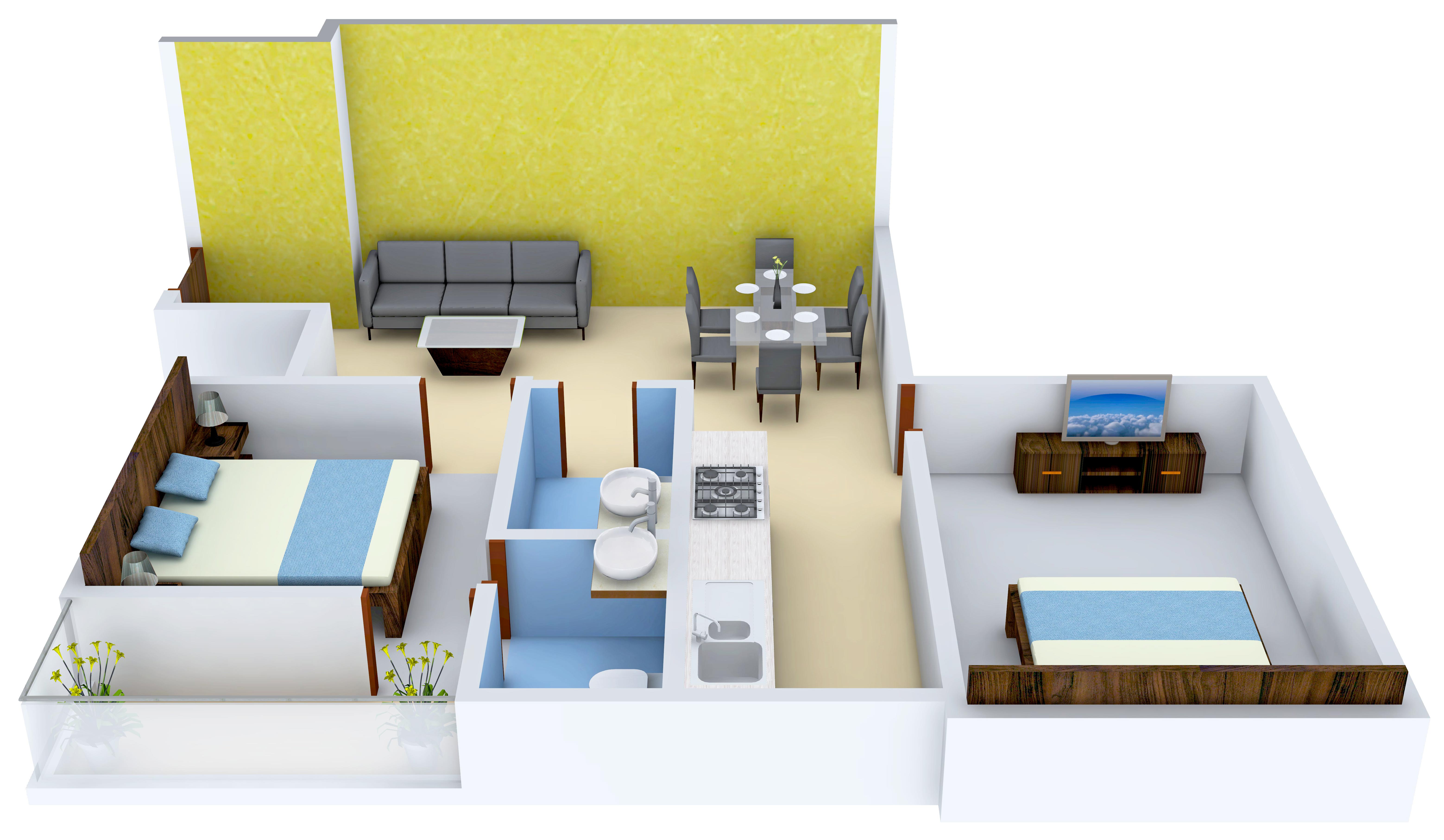 3DFloorPlan of Unique Jagacha Heights