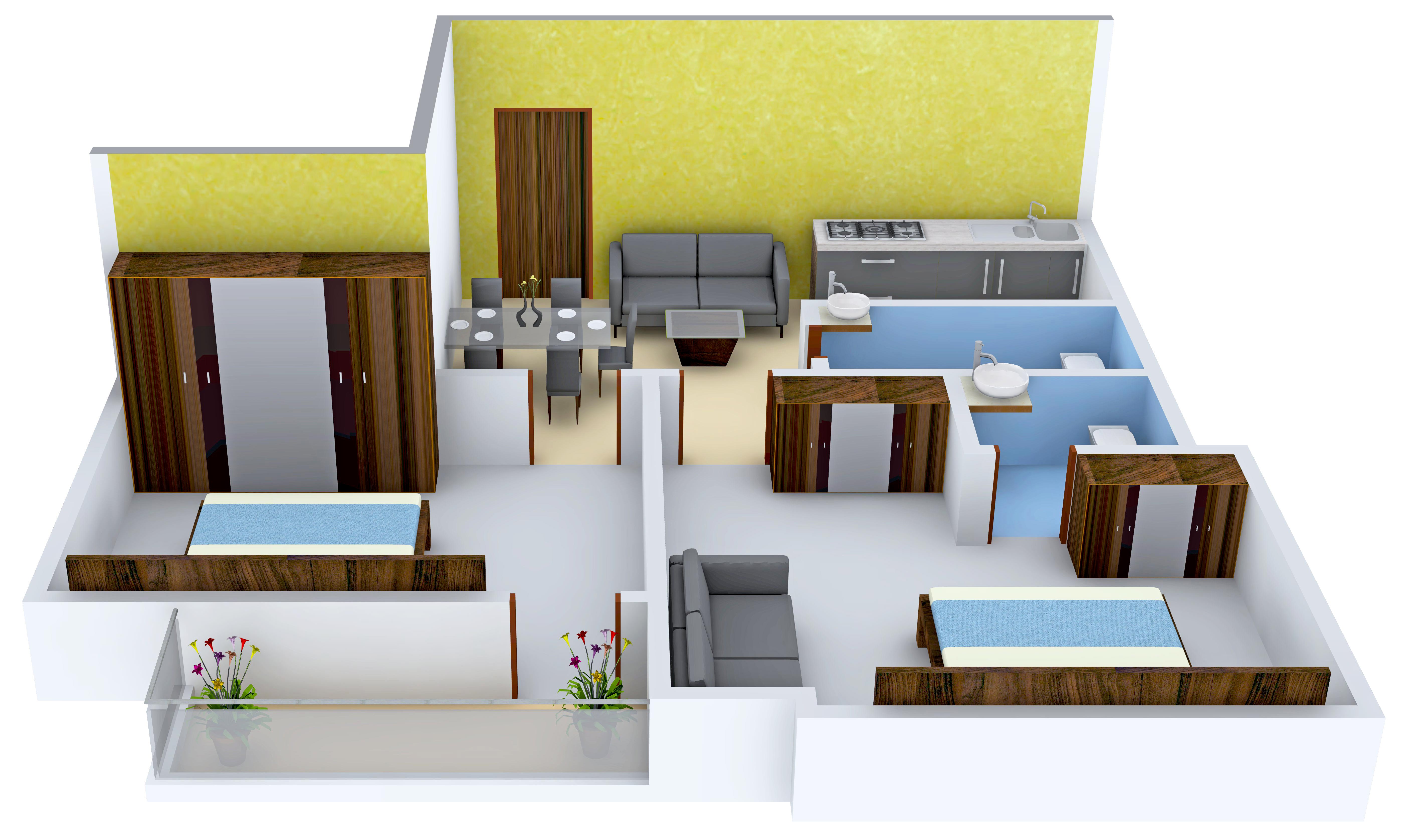 3DFloorPlan of Unique Jagacha Heights