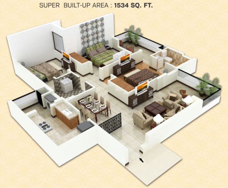 3DFloorPlan of SBP Lifestyle Residency