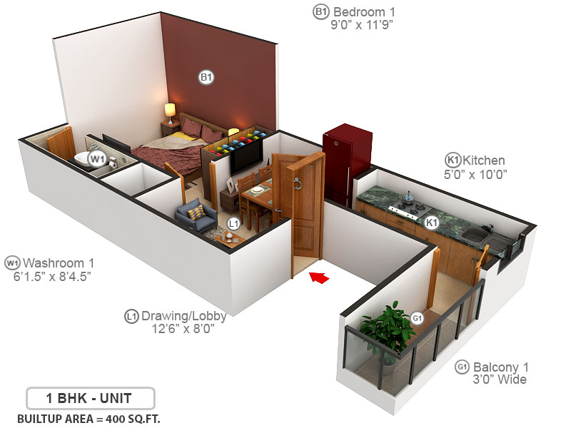 3DFloorPlan of Rahil Floors