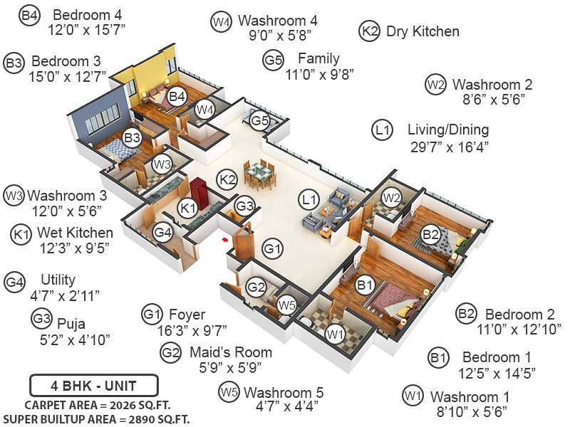 2890 sq ft 4 BHK 4T Apartment for Sale in Shapoorji Pallonji Real Estate Parkwest Mahogany Tower