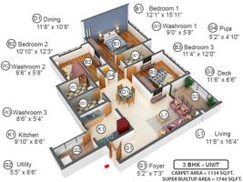1740 sq ft 3 BHK 3T Apartment for Sale in Shapoorji Pallonji Real Estate Parkwest Mahogany Tower