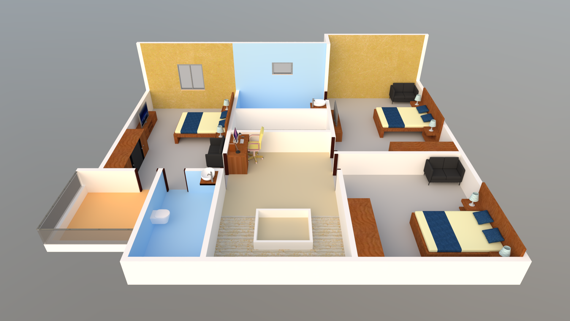 3DFloorPlan of BR Poonam Pride