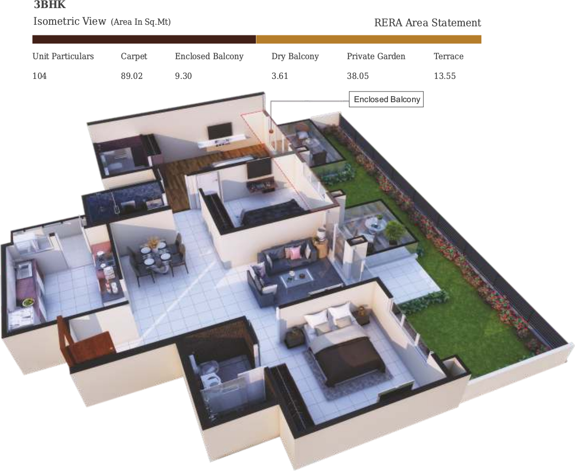 3DFloorPlan of Kolte Patil Tuscan Parkland