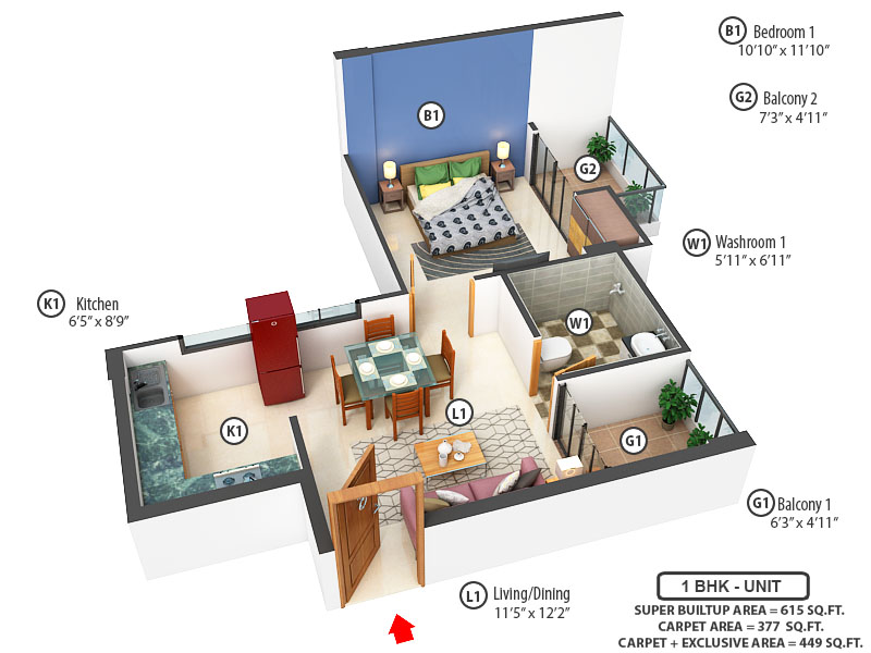 3DFloorPlan of Rohit Grand