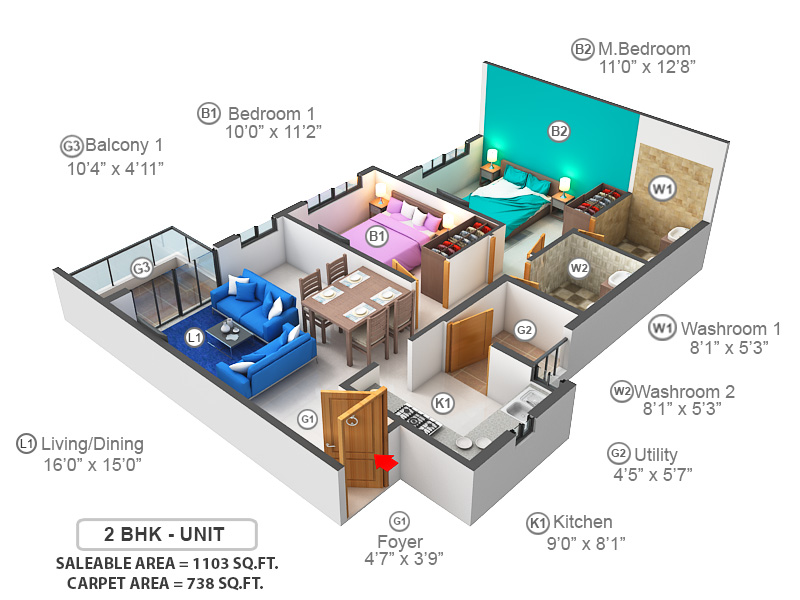 3DFloorPlan of Godrej Aqua