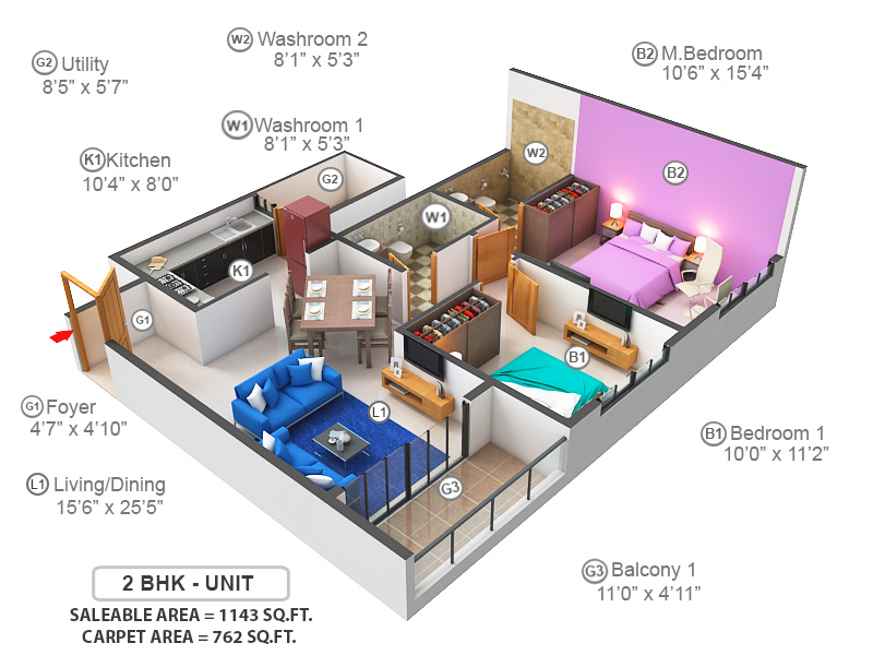 3DFloorPlan of Godrej Aqua