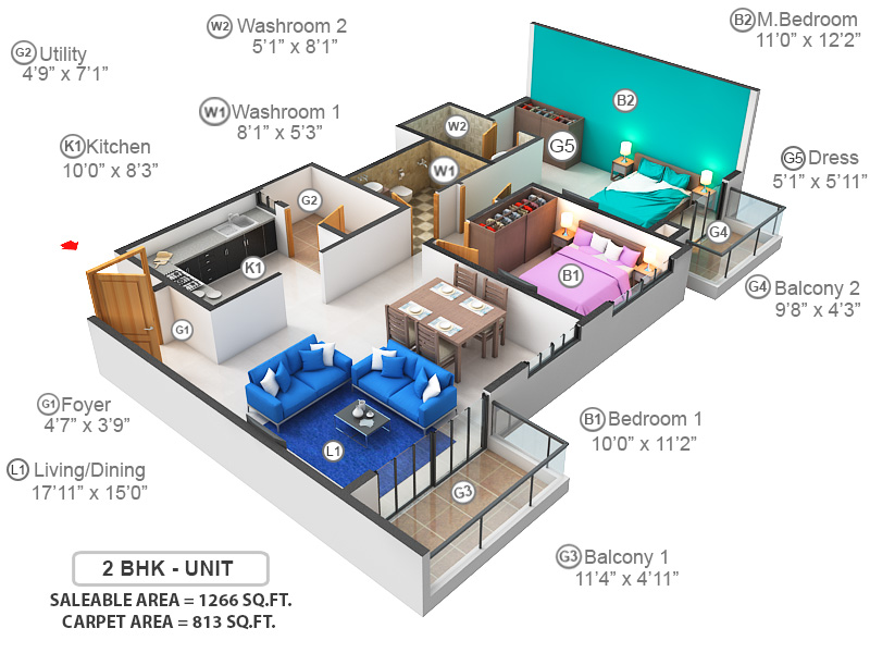 3DFloorPlan of Godrej Aqua