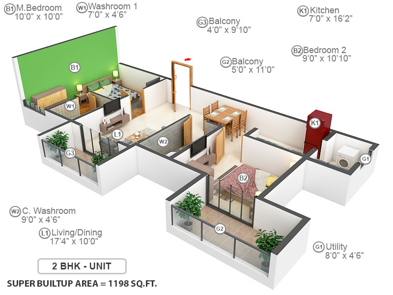 3DFloorPlan of Poorvi Srinivasa Grand