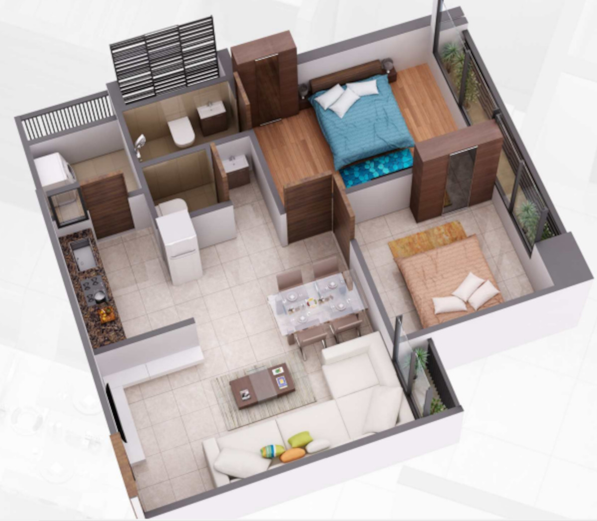 3DFloorPlan of Ganga Residency