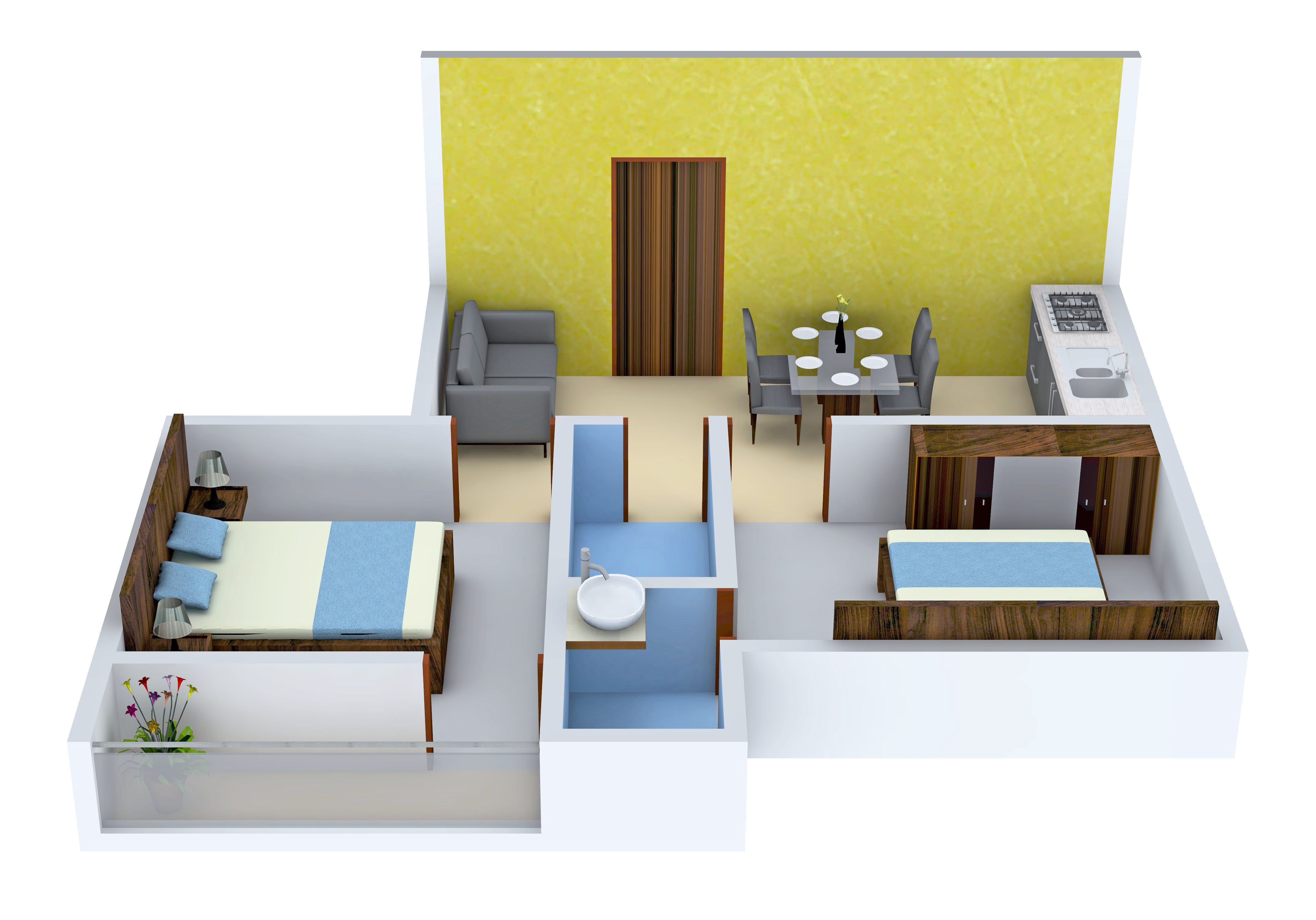 3DFloorPlan of Siddhi Vinayak Maa Tara Apartment