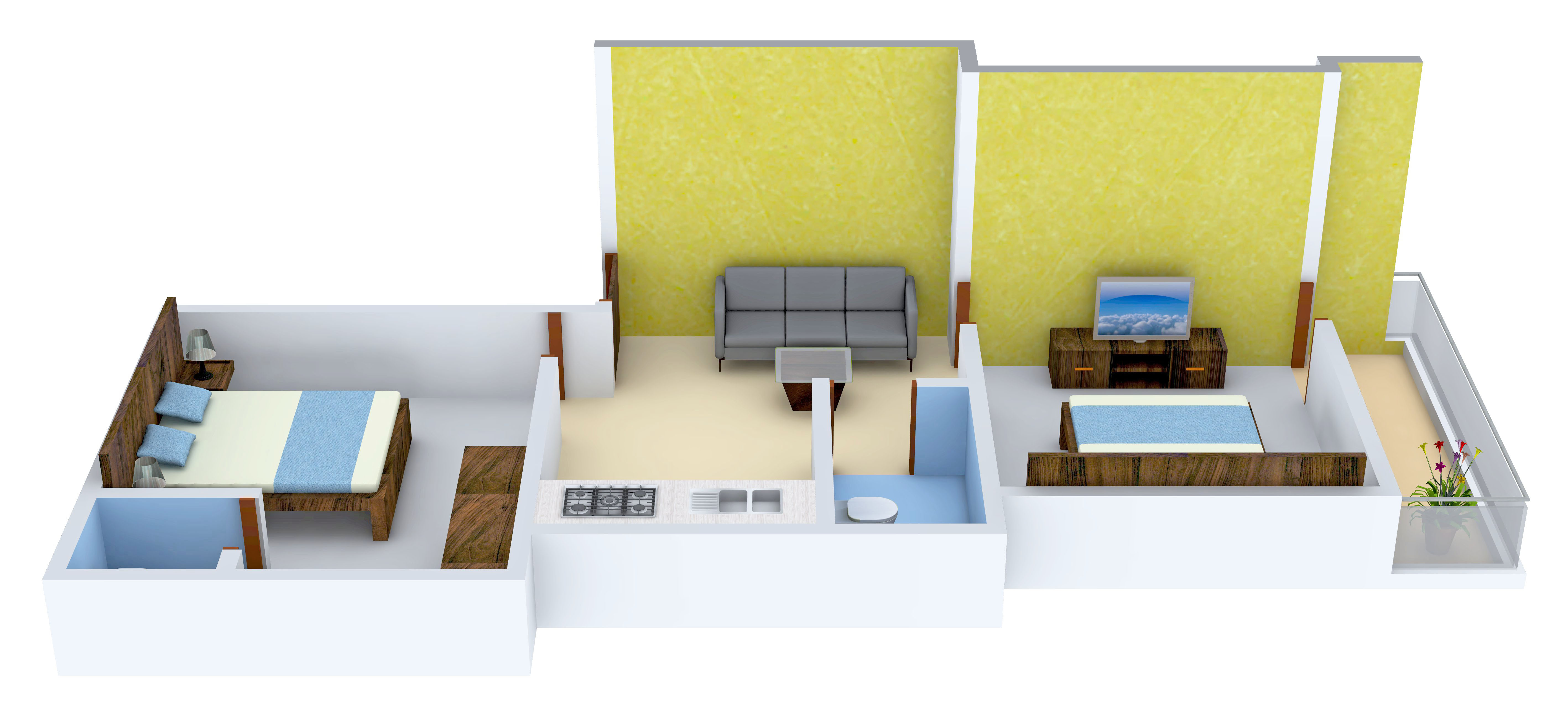 3DFloorPlan of Siddhi Vinayak Maa Tara Apartment
