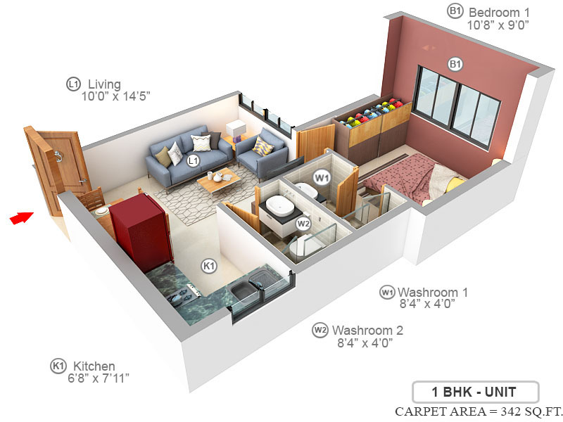 3DFloorPlan of Chandak Nishchay Wing F