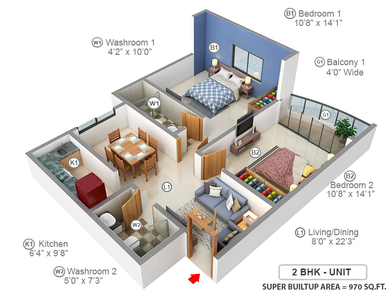 3DFloorPlan of MCK Pratibha Enclave