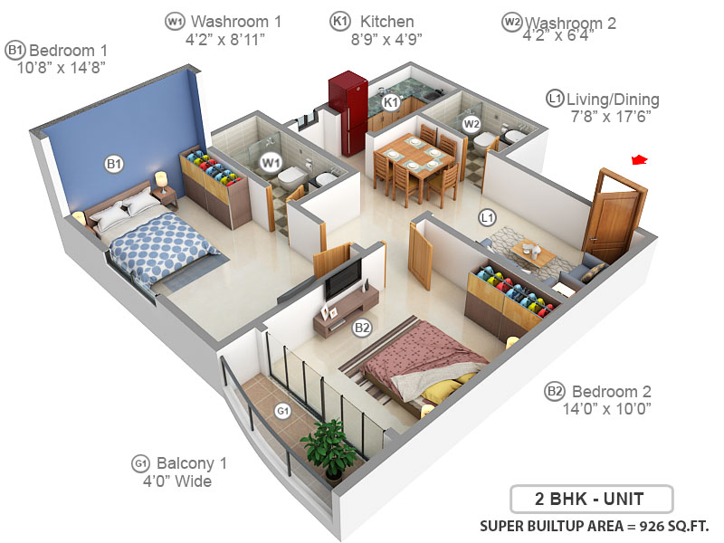 3DFloorPlan of MCK Pratibha Enclave