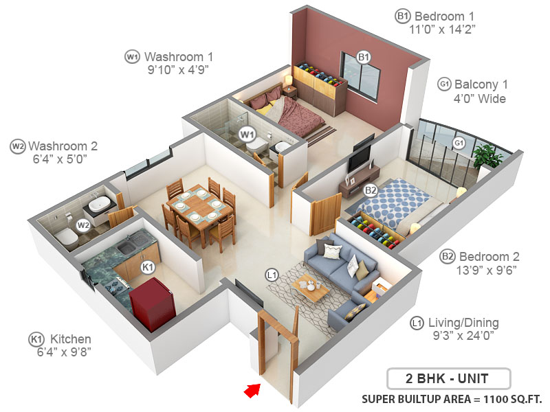 3DFloorPlan of MCK Pratibha Enclave