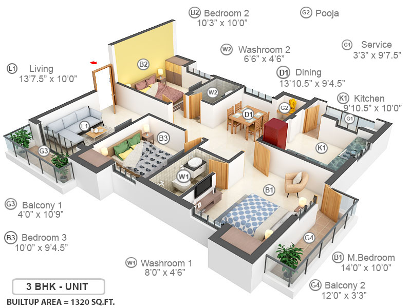 3DFloorPlan of Pushkar Krishna