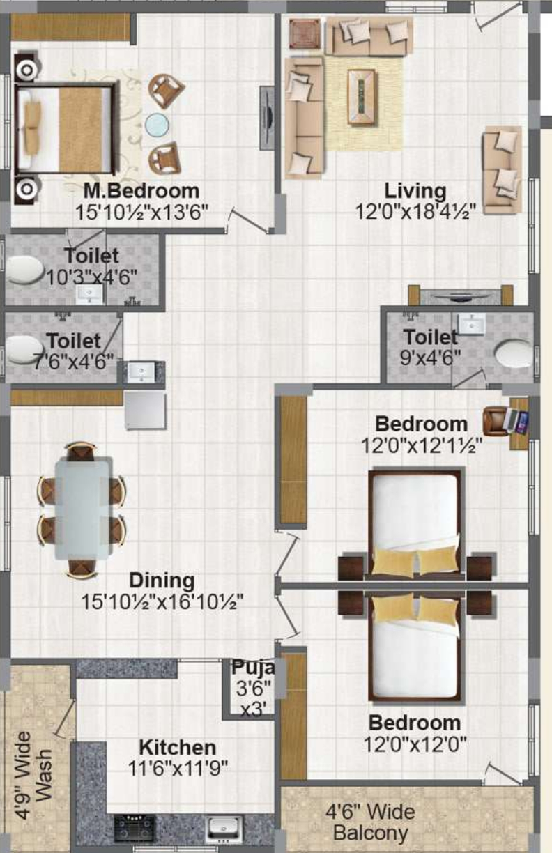 3DFloorPlan of Jubilee Temple Tree