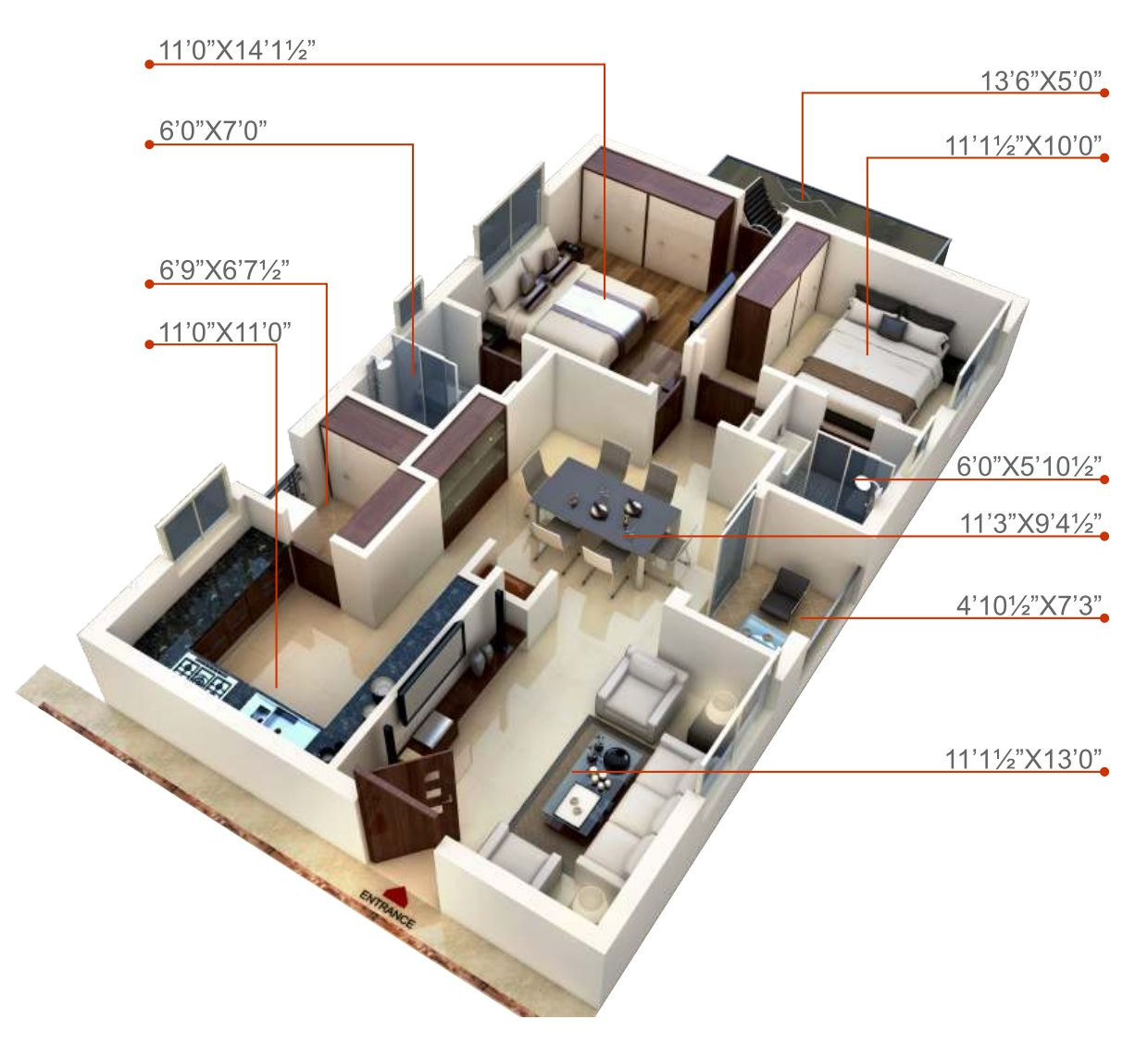 3DFloorPlan of Sri Gayathri Gayatri Tower