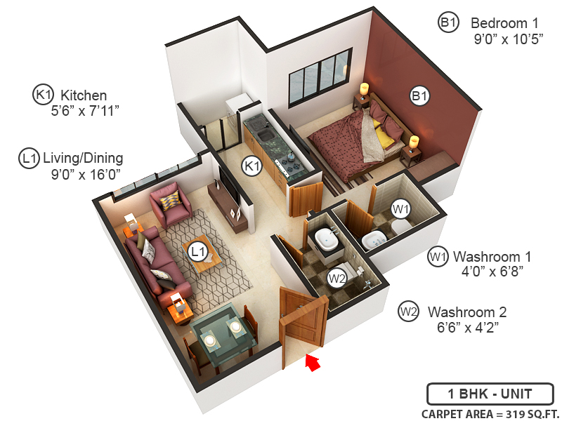 3DFloorPlan of Poddar Wondercity Phase VI