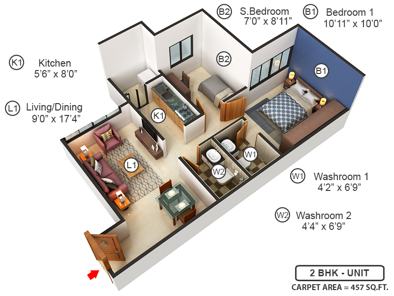 3DFloorPlan of Poddar Wondercity Phase VI