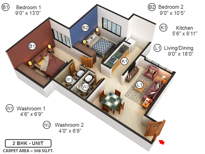 3DFloorPlan of Poddar Wondercity Phase VI