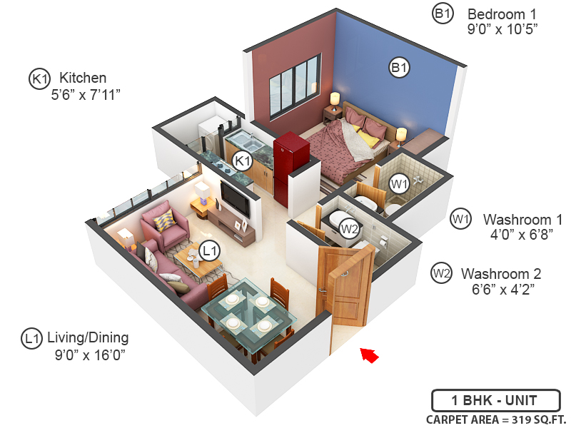3DFloorPlan of Poddar Wondercity Phase IV