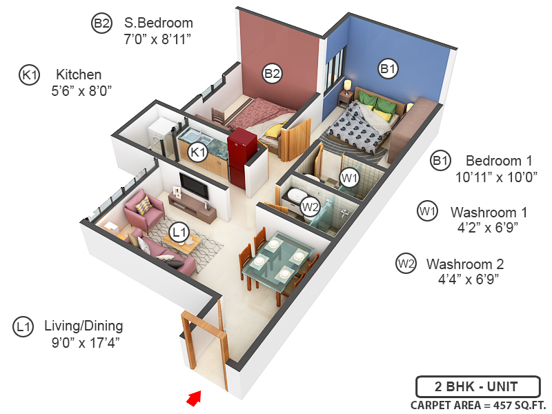 3DFloorPlan of Poddar Wondercity Phase IV