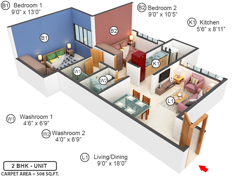 3DFloorPlan of Poddar Wondercity Phase IV