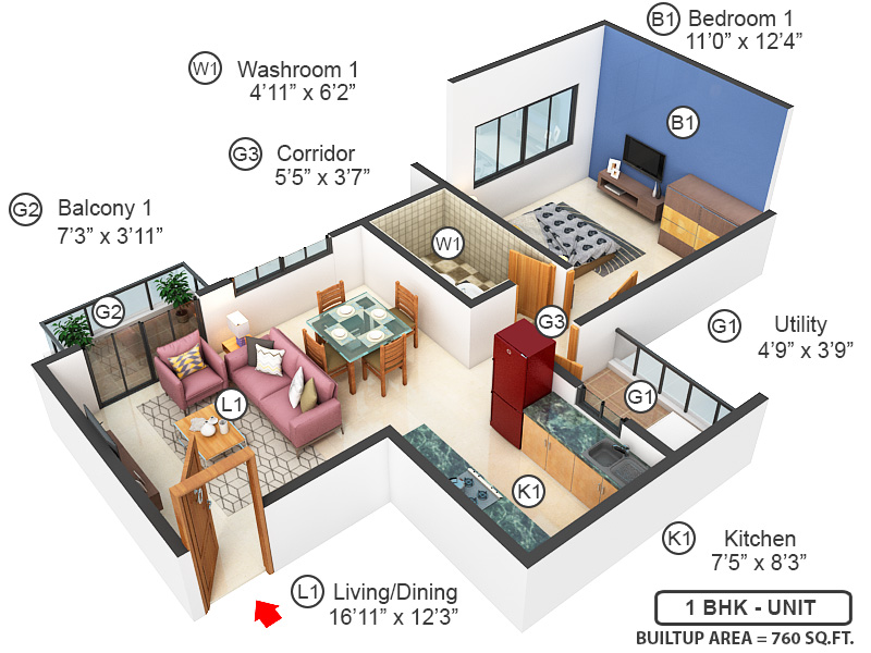 3DFloorPlan of Godrej Air Nxt