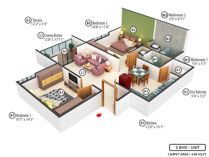 3DFloorPlan of Rohan Ananta Phase II