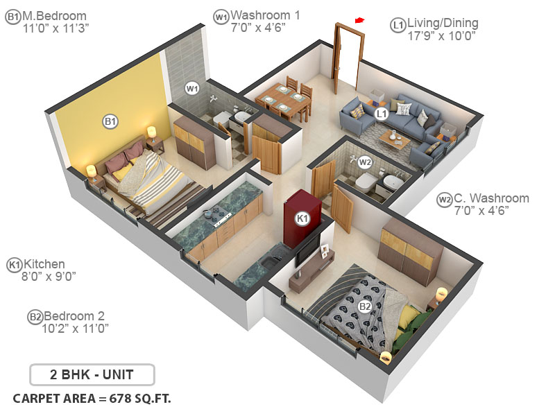 3DFloorPlan of MICL Aaradhya Eastwind